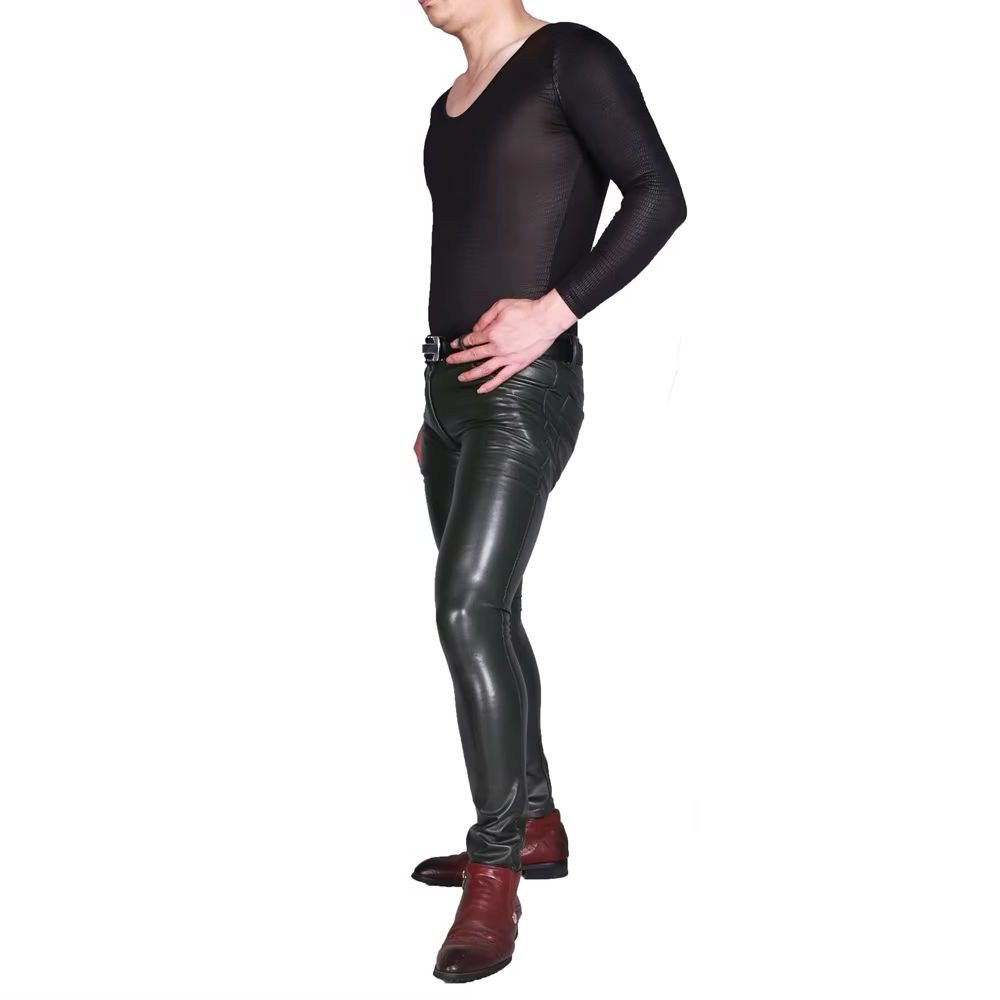 Heren punk PU kunstleer broek  - Motorcycle Gear Mens recensie en prijs